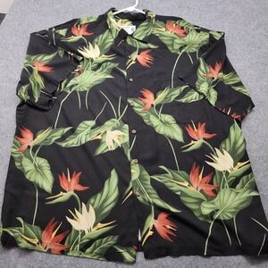 VTG Iolani Shirt Mens 3XLBlack Floral Hawaiian Short Sleeve Button Up Casual